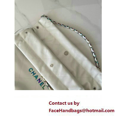 Chanel Shiny Calfskin  &  Rainbow Metal White 22 Handbag AS3261 2024